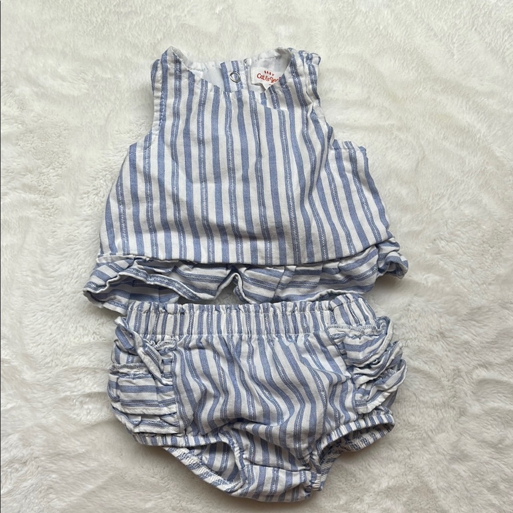 0-3m Blue Striped baby girl Outfit